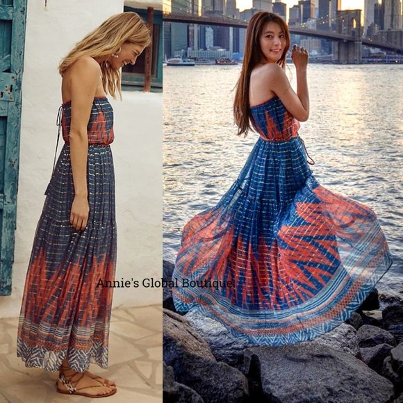 RARE NWT ANTHROPOLOGIE Nora Tasseled Maxi Dress - Picture 7 of 14